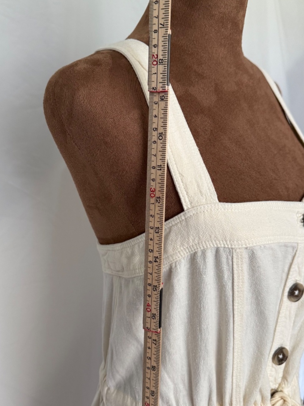 Free People Catch the Breeze Button Front Linen Midi Dress Ivory Cream Size Med - Picture 6 of 11